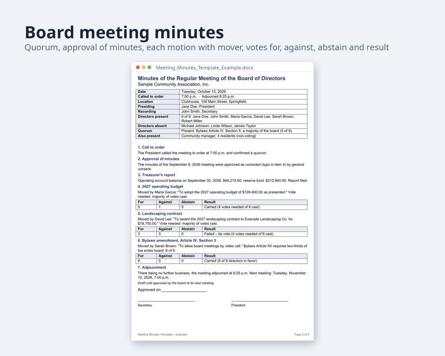 Meeting Minutes Template Word & Excel — Preview 3