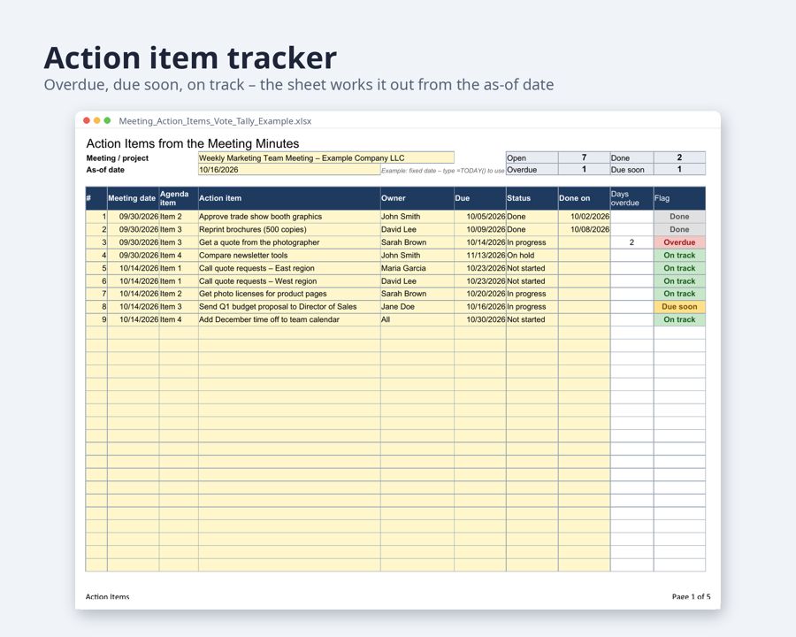 Meeting Minutes Template Word & Excel — Preview 4