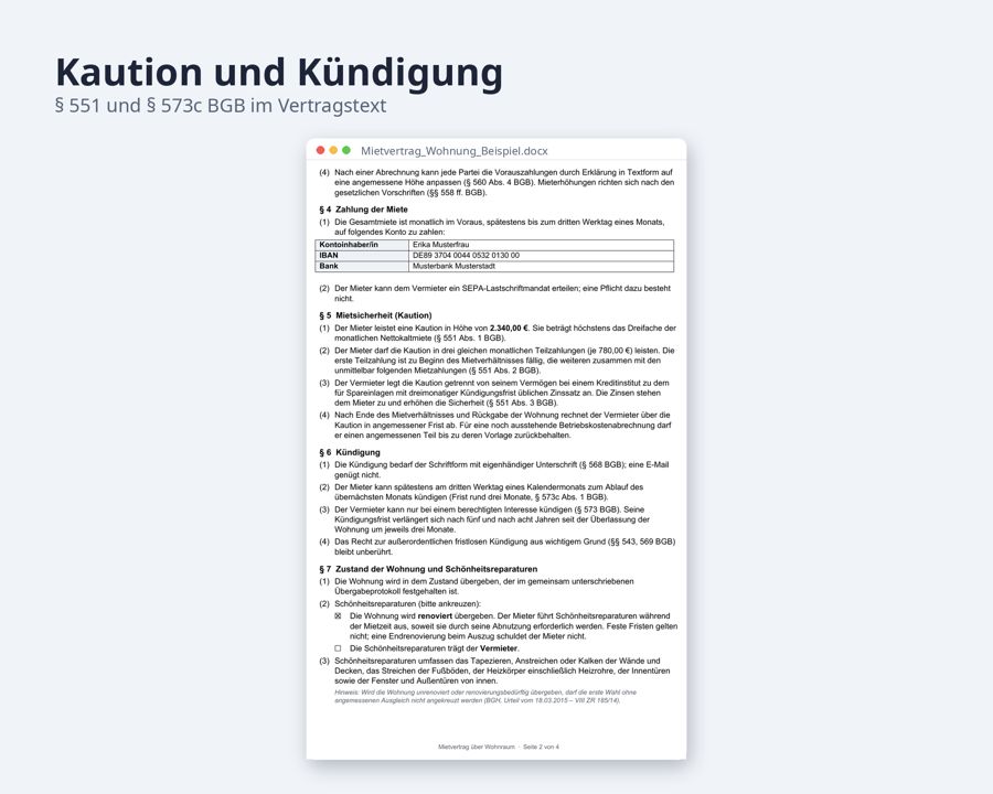 Mietvertrag Vorlage Wohnung, Word + Excel — Vorschau 3