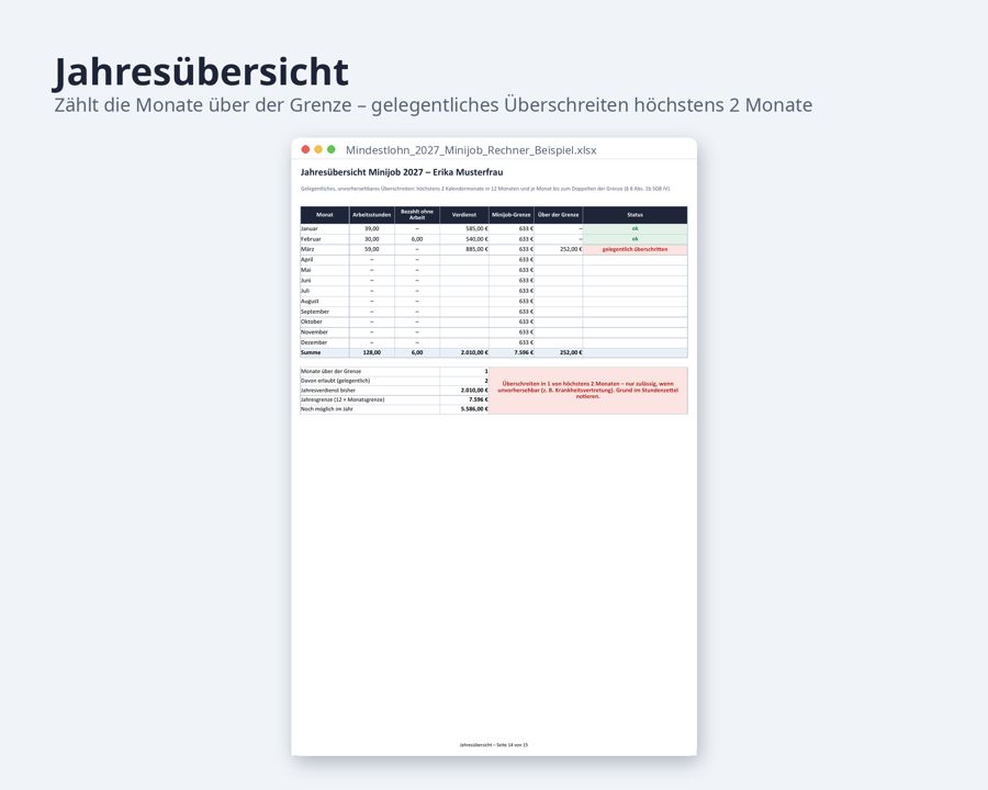 Mindestlohn 2027 Minijob Rechner Excel — Vorschau 4