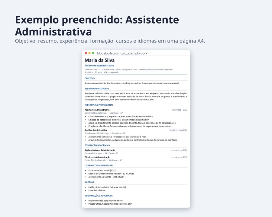 Modelo de currículo Word 2026 formato Brasil — Prévia 2