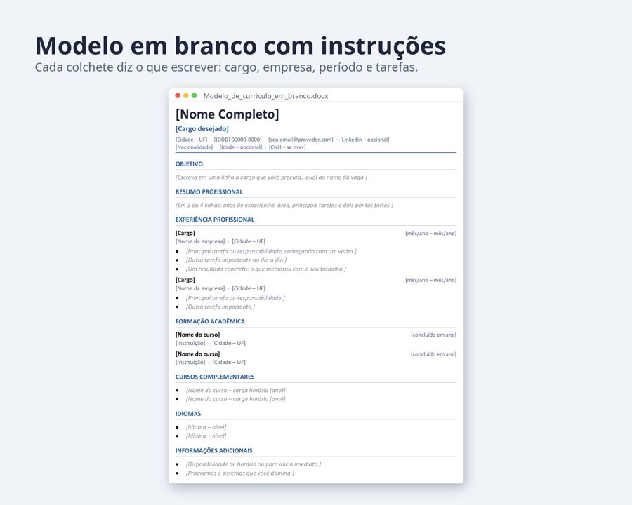 Modelo de currículo Word 2026 formato Brasil — Prévia 3