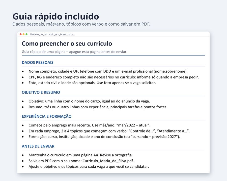 Modelo de currículo Word 2026 formato Brasil — Prévia 4