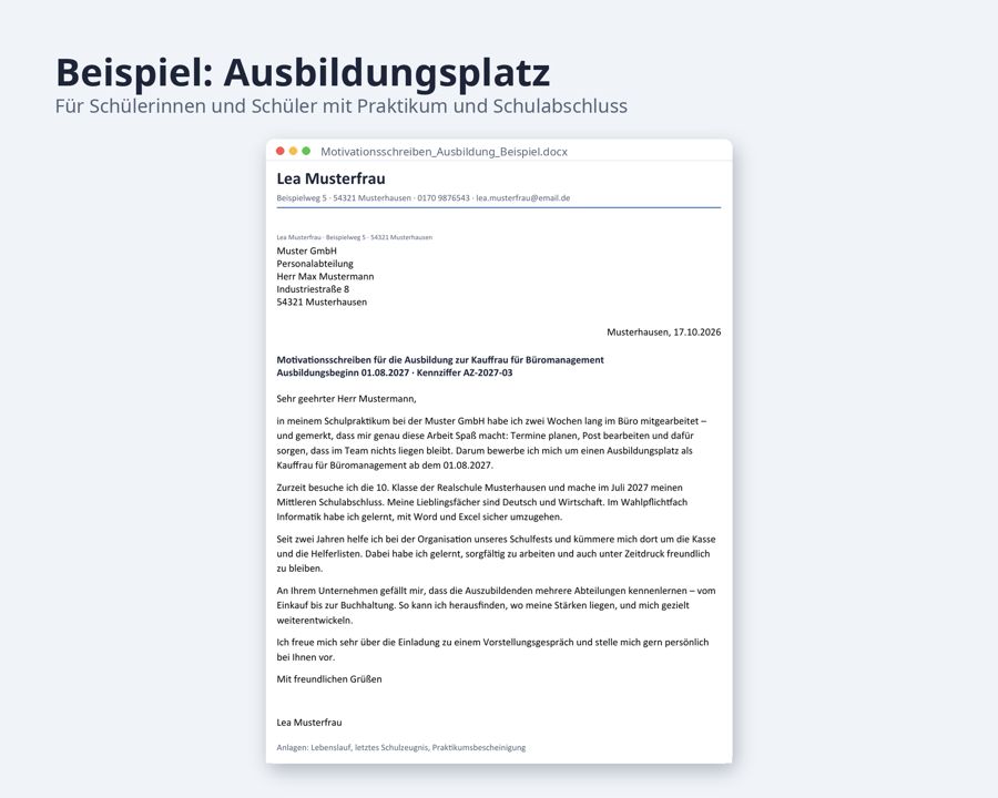 Motivationsschreiben Vorlage Word mit Beispiel — Vorschau 4
