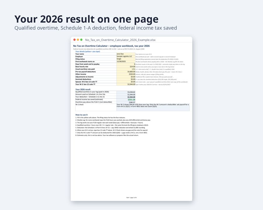 No Tax on Overtime Calculator 2026 — Preview 2