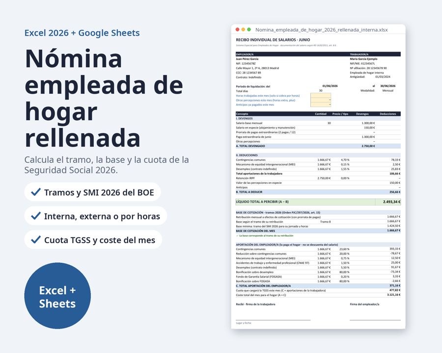 Nómina empleada de hogar rellenada 2026 — Vista previa 1