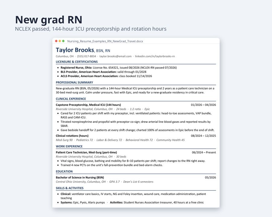 Nursing Resume Template RN, New Grad, Travel Nurse — Preview 4