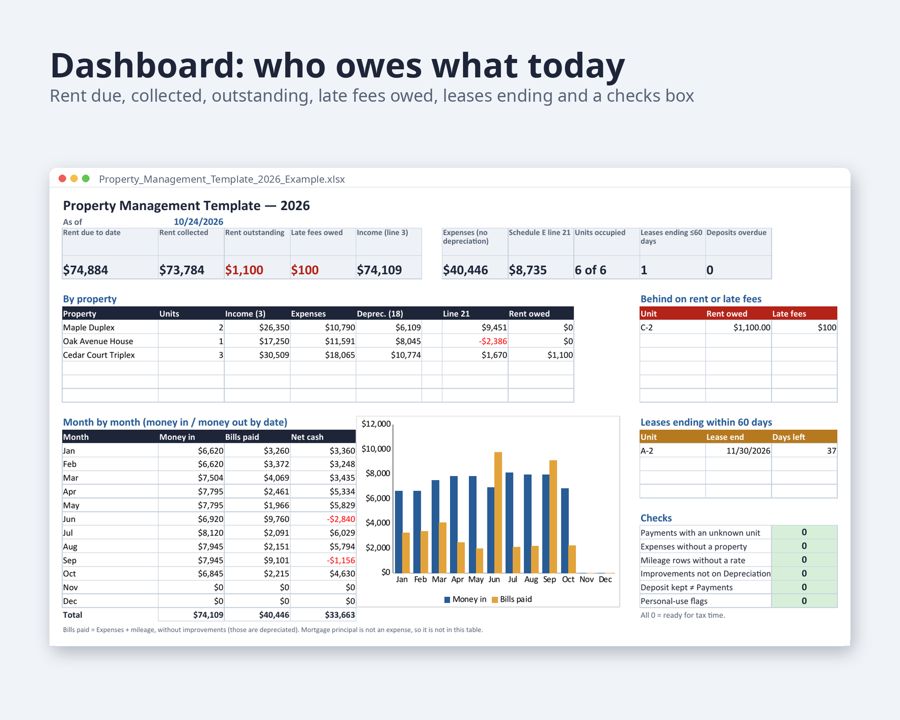 Property Management Template Excel — Preview 2