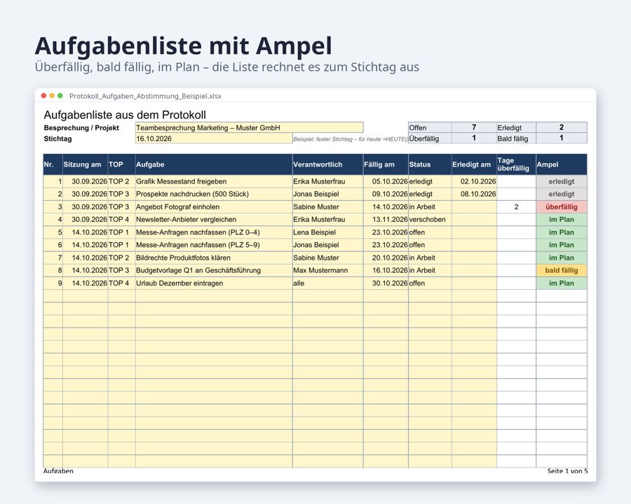 Protokoll Vorlage Word & Excel — Vorschau 3