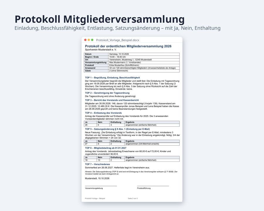 Protokoll Vorlage Word & Excel — Vorschau 4