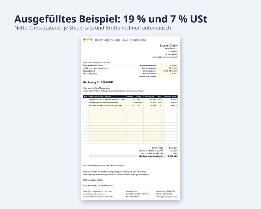 Rechnung Vorlage Excel 2026 — Vorschau 2