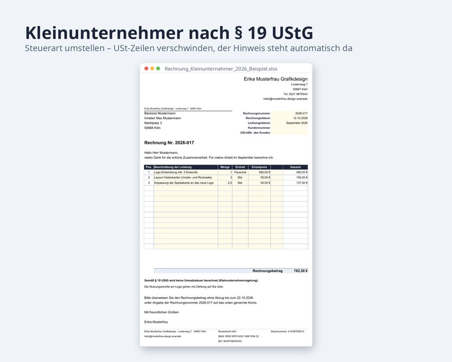 Rechnung Vorlage Excel 2026 — Vorschau 3