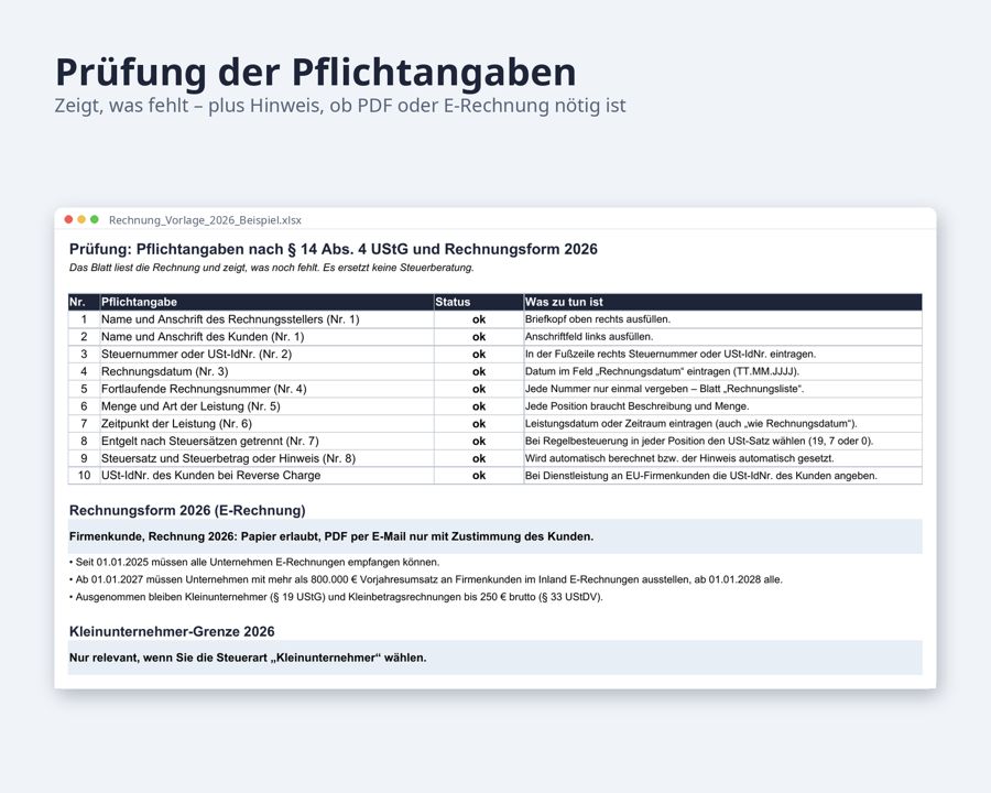 Rechnung Vorlage Excel 2026 — Vorschau 4