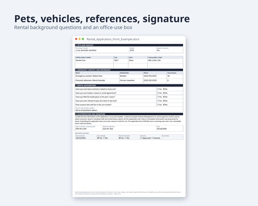 Rental Application Form for Landlords — Preview 3