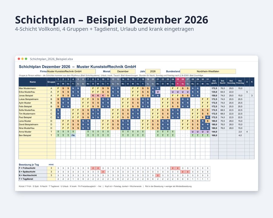 Schichtplan Excel 2027 Vorlage — Vorschau 2