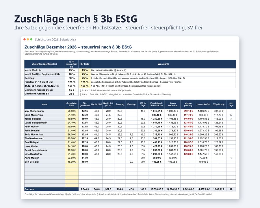 Schichtplan Excel 2027 Vorlage — Vorschau 3