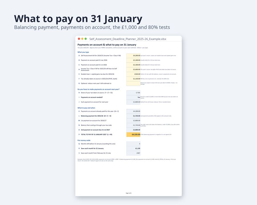 Self Assessment Deadline Planner 2025/26 UK — Preview 3