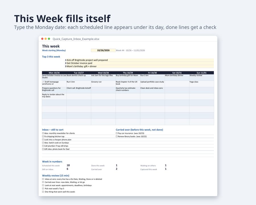 Simple Notion Weekly Planner with Quick Capture Inbox — Preview 2