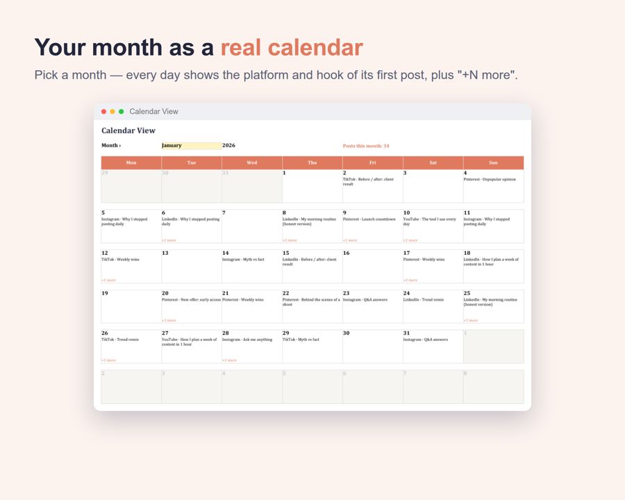 Social Media Planner 2026 — Preview 2