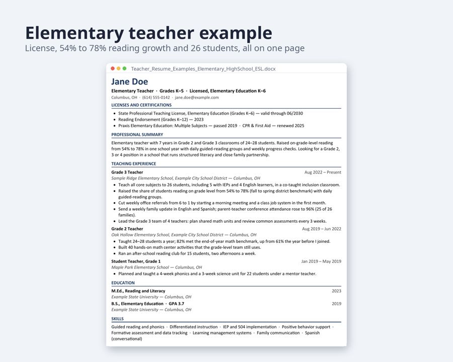 Teacher Resume Template US Letter — Preview 2