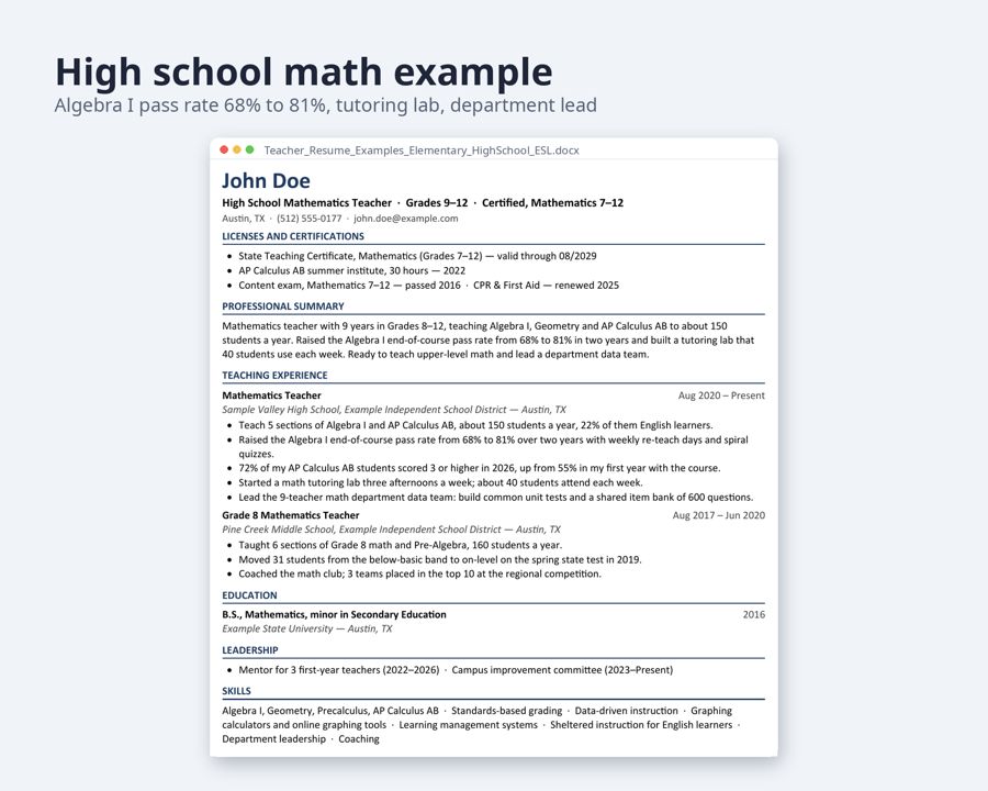 Teacher Resume Template US Letter — Preview 3