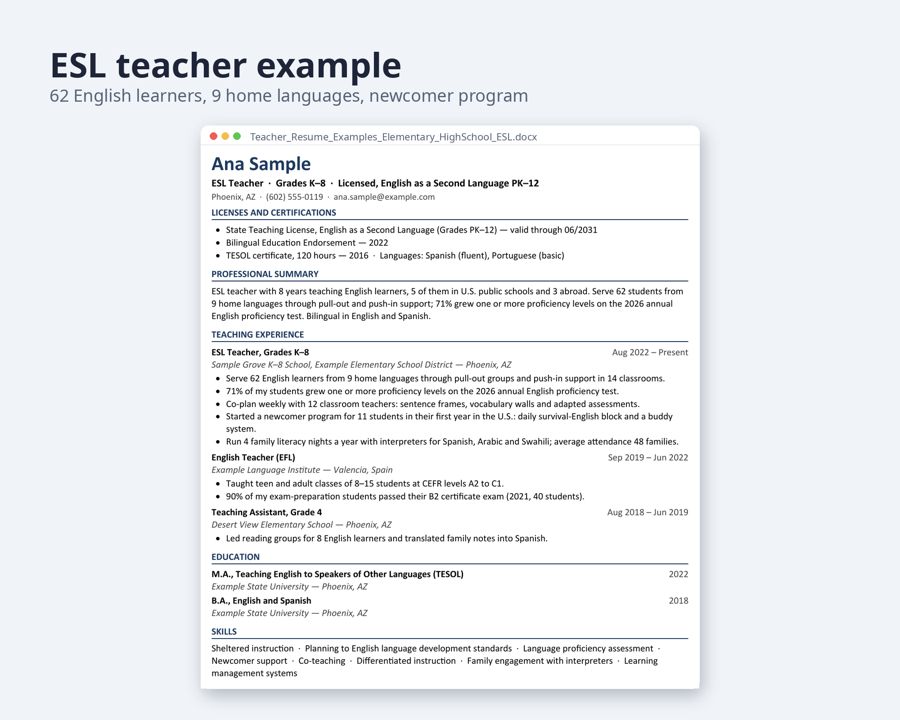 Teacher Resume Template US Letter — Preview 4