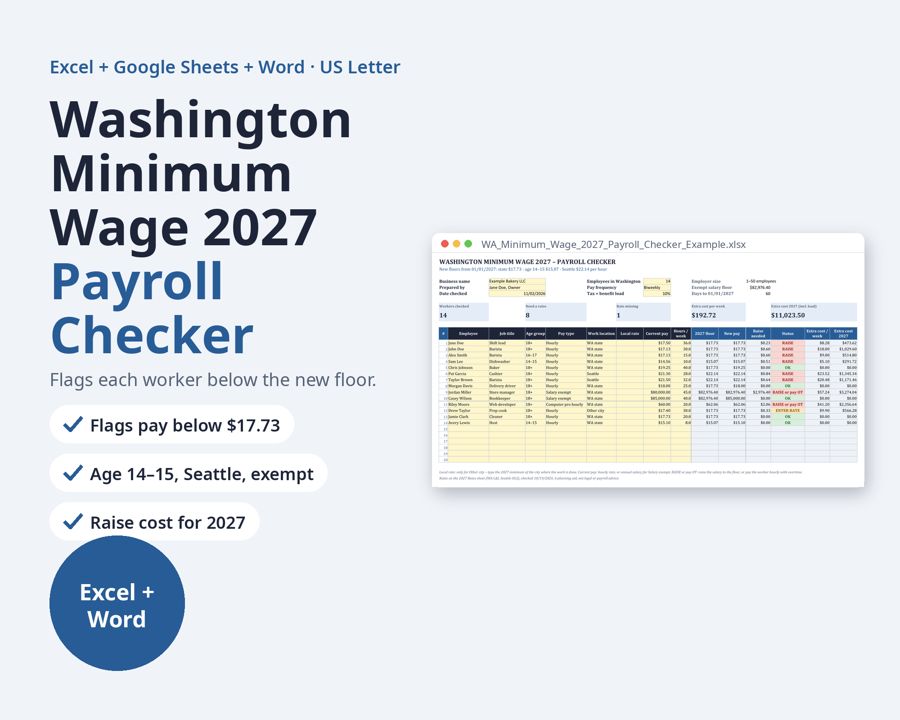 Washington Minimum Wage 2027 Payroll Checker — Preview 1