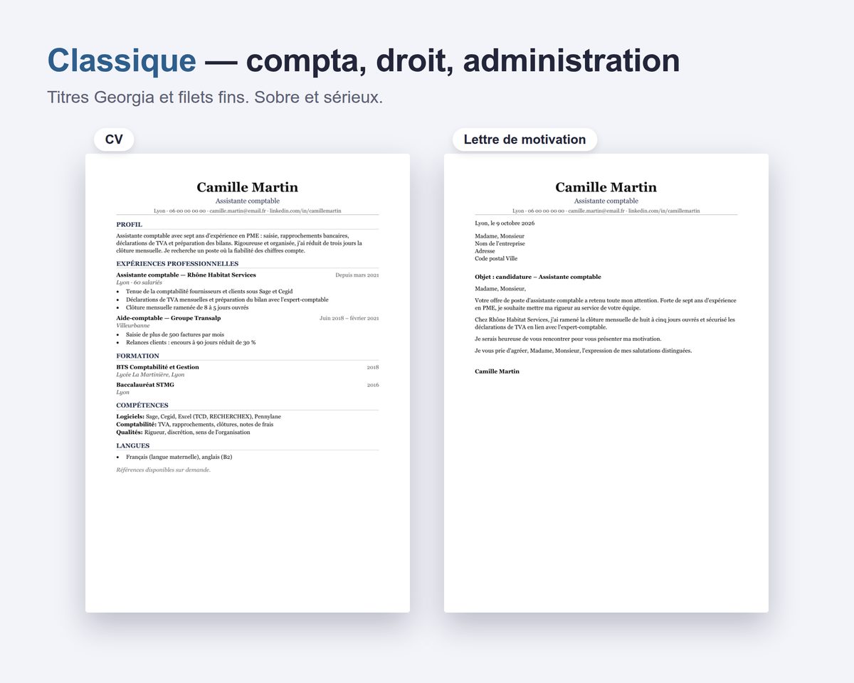 Modèles de CV 2026 — compatibles ATS, avec lettres de motivation