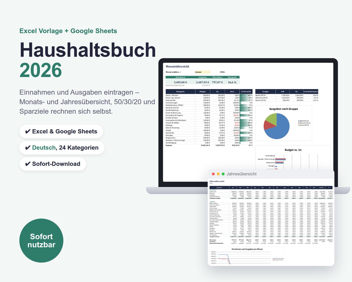 Haushaltsbuch Excel Vorlage 2026