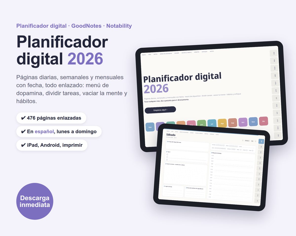 Planificador digital 2026 para GoodNotes