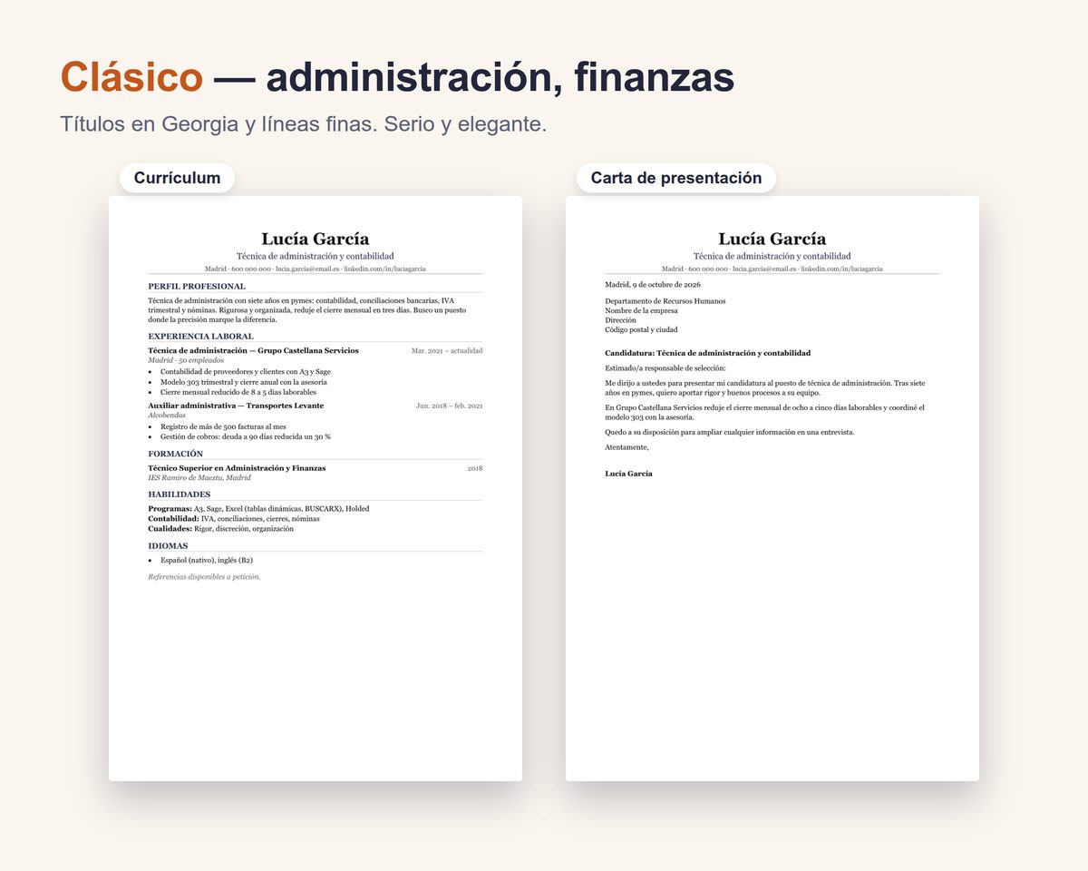 Plantillas de currículum 2026 — compatibles con ATS, con cartas