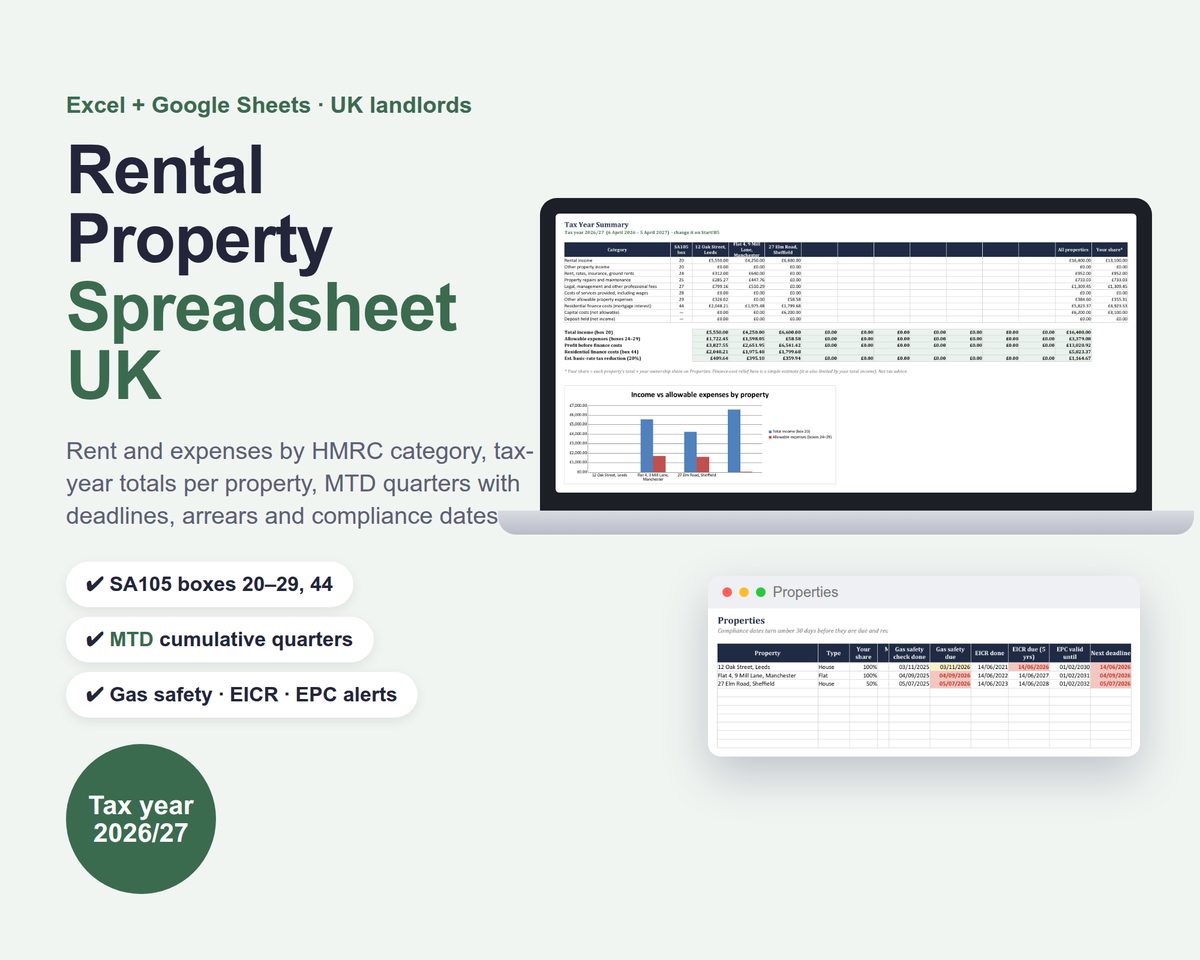 Rental Property Spreadsheet UK 2026/27