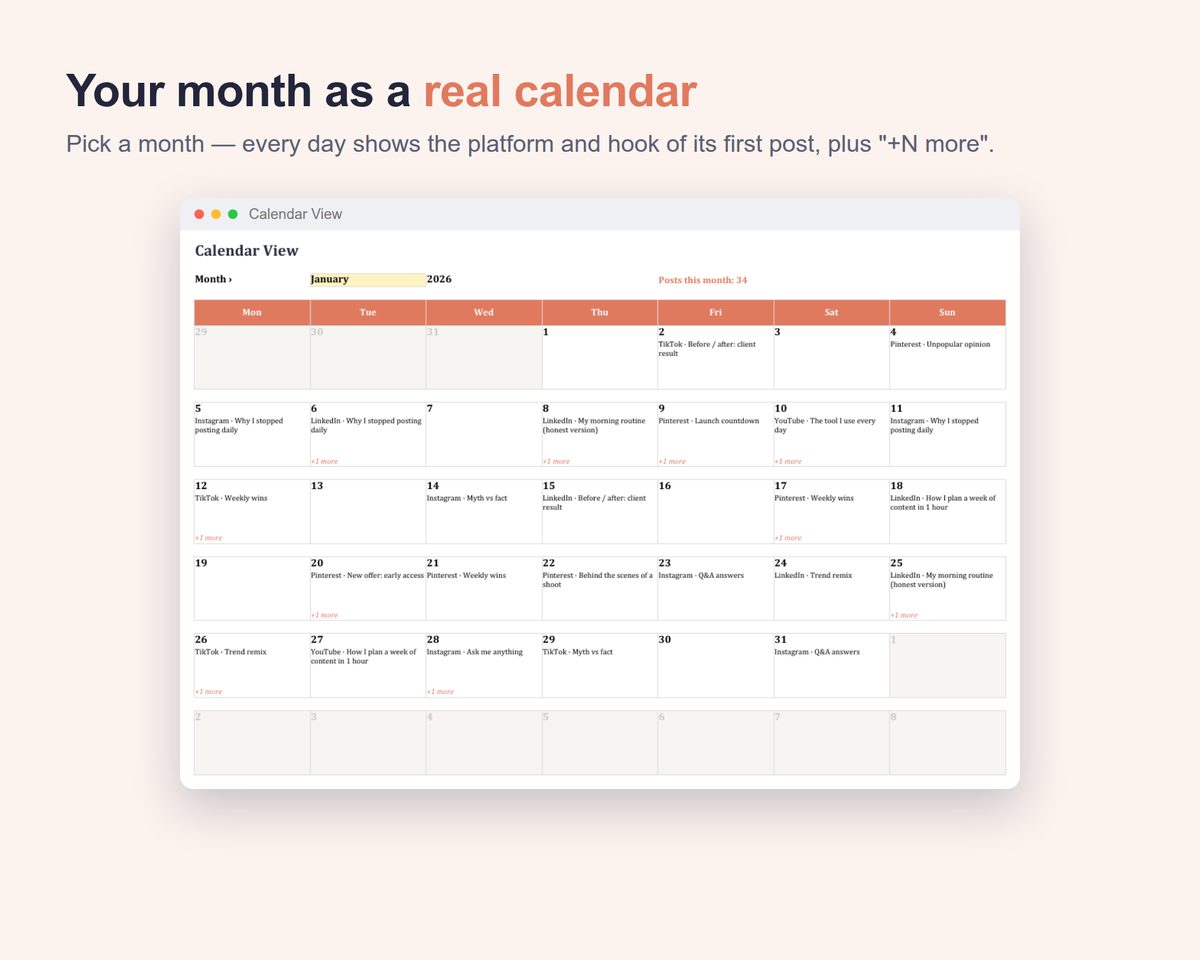 Social Media Content Planner 2026 (Google Sheets & Excel)
