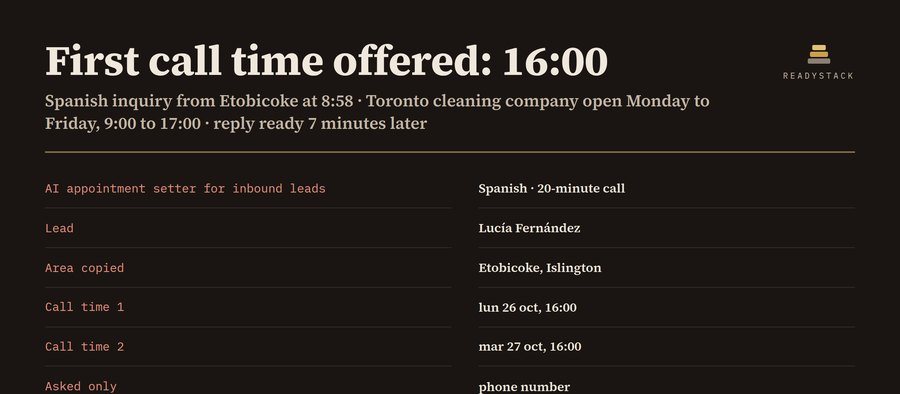 Paste a lead's message: reply in their language, 3 call times in their time zone