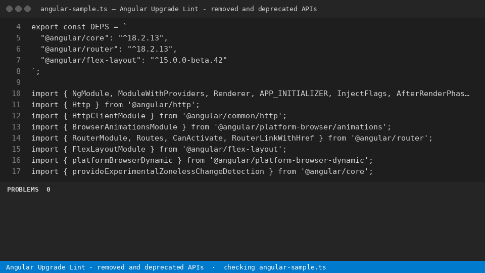 Angular Upgrade Lint - removed and deprecated APIs — finds the line