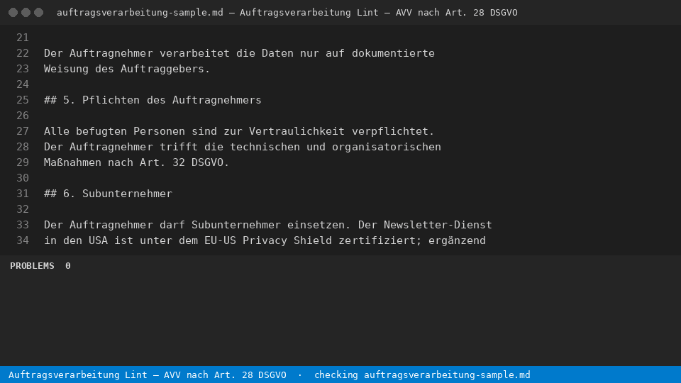 Auftragsverarbeitung Lint – AVV nach Art. 28 DSGVO — finds the line