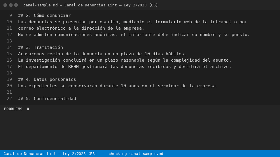 Canal de Denuncias Lint — Ley 2/2023 (ES) — finds the line