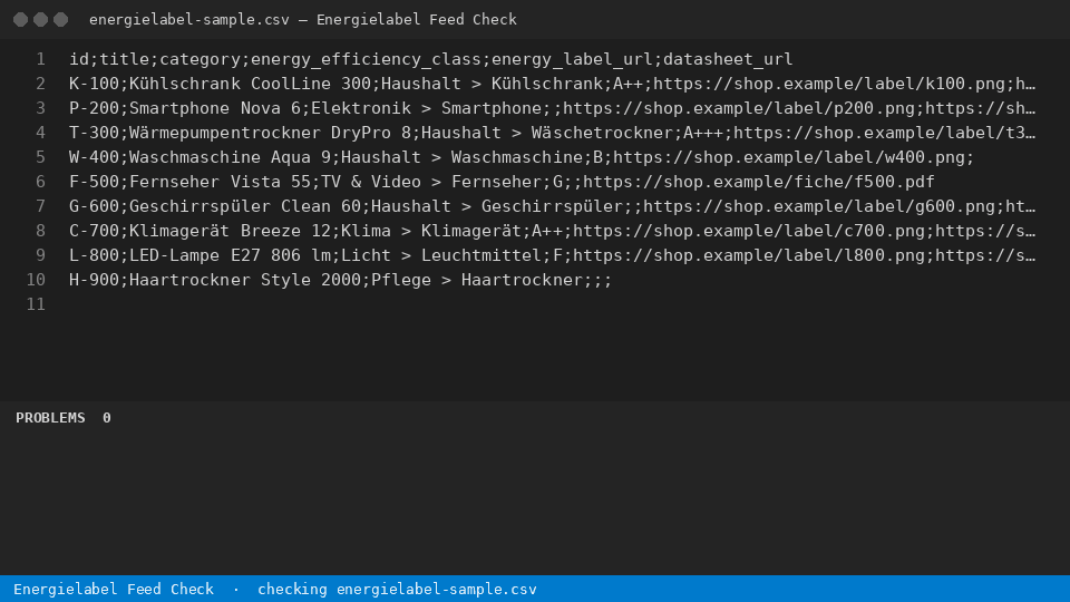 Energielabel Feed Check — finds the line