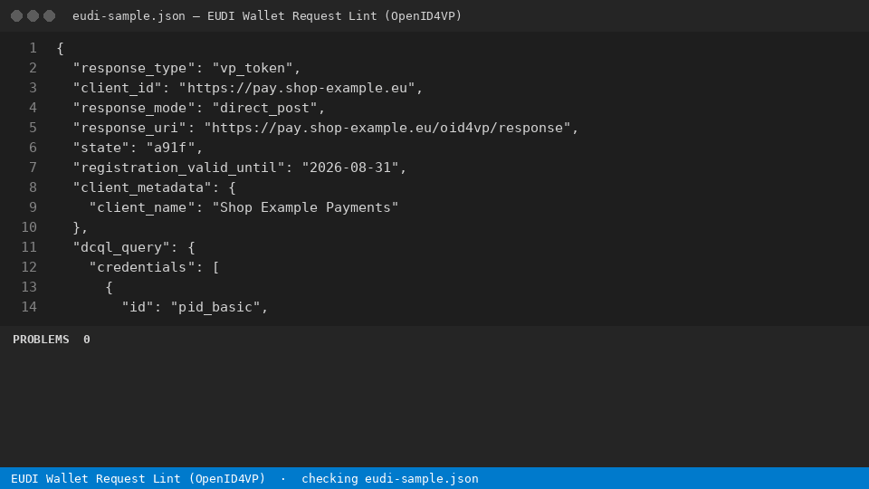 EUDI Wallet Request Lint (OpenID4VP) — finds the line
