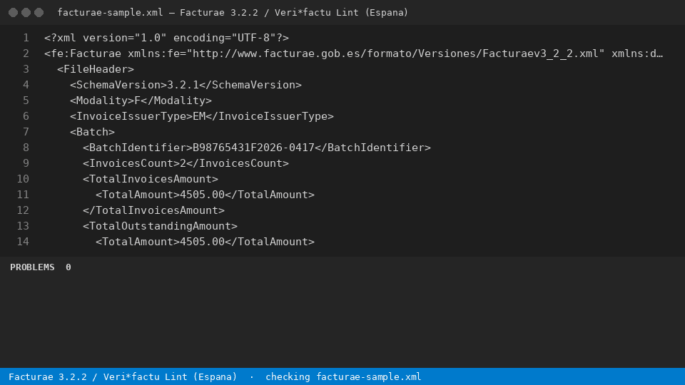Facturae 3.2.2 / Veri*factu Lint (Espana) — finds the line