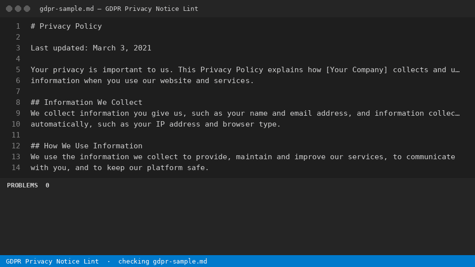 GDPR Privacy Notice Lint — finds the line