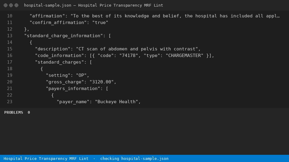 Hospital Price Transparency MRF Lint — finds the line