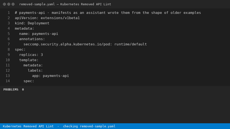 Kubernetes Removed API Lint — finds the line