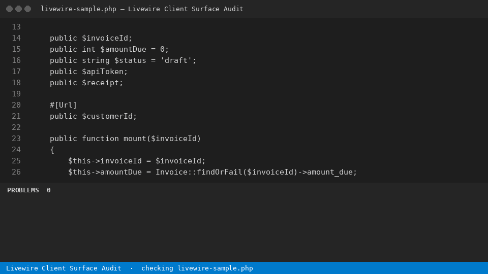 Livewire Client Surface Audit — finds the line