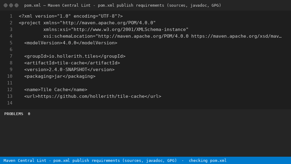 Maven Central Lint - pom.xml publish requirements (sources, javadoc, GPG) — finds the line