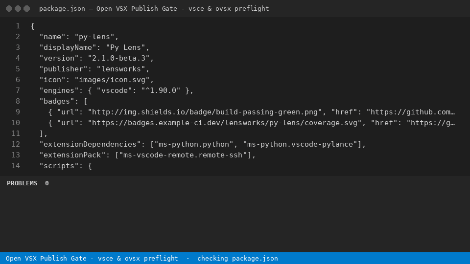 Open VSX Publish Gate - vsce & ovsx preflight — finds the line