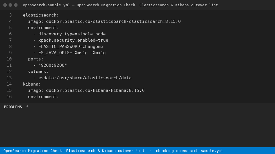 OpenSearch Migration Check: Elasticsearch & Kibana cutover lint — finds the line