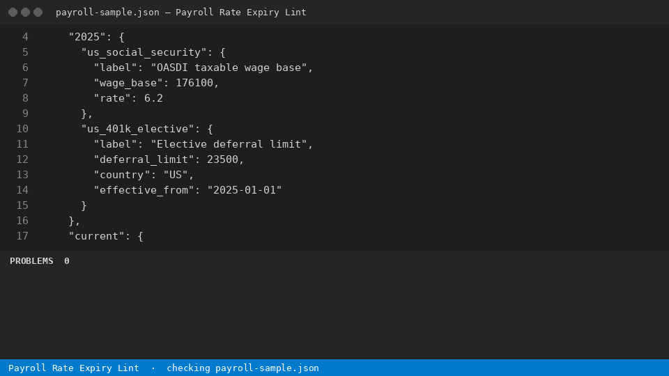 Payroll Rate Expiry Lint — finds the line