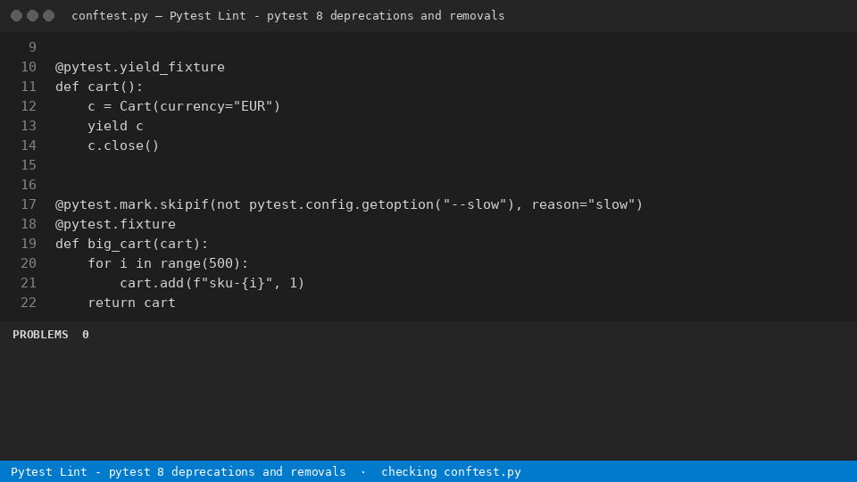 Pytest Lint - pytest 8 deprecations and removals — finds the line