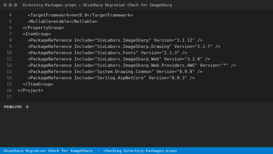 SkiaSharp Migration Check for ImageSharp — finds the line